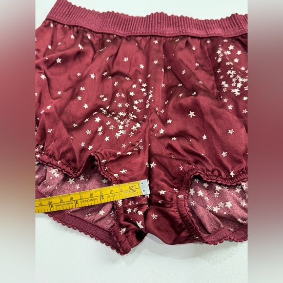 Anthropologie Star Print Pajama Set Burgundy Smocked Cami & Shorts Size S NWOT - Picture 6 of 9